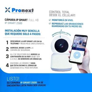CAMARA DE SEGURIDAD IP SMART CON MOVIMIENTO Y MICROFONO 2MP FHD COLOR BLANCO PRONEXT - Vista 7