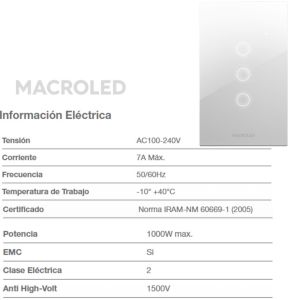 TECLA SMART ROMA MACROLED 3 CANALES CON CAPACITOR - Vista 2