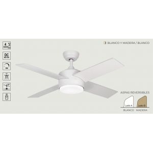 VENTILADOR DE TECHO BLANCO Y MADERA 441A CON LUZ 44” MOTOR DE ALTA EFICIENCIA LEUK - Vista 3