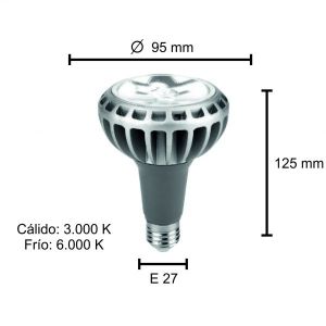 LAMPARA PAR 30 LED 30W E27 DE ALUMINIO MACROLED - Vista 5