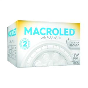 LAMPARA AR111 LED 11W GU10 DE PVC BLANCA MACROLED - Vista 2