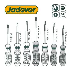 KIT JUEGO 7 DESTORNILLADORES AISLADOS 1000V 3 PLANOS + 3 PHILLIPS JADEVER - Vista 4