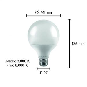 LAMPARA GLOBO CHICO LED 14W E27 MACROLED - Vista 7