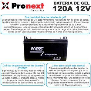 BATERIA DE GEL DE 12V 120 AH PRESS - Vista 3