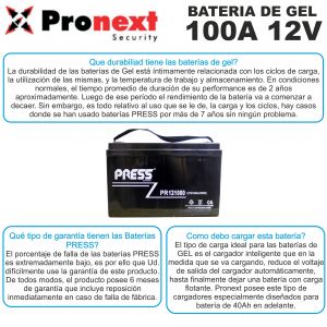 BATERIA DE GEL DE 12V 100 AH PRESS - Vista 3
