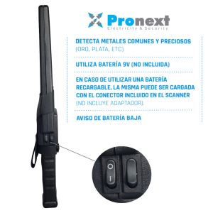 DETECTOR METALES PRONEXT TS ME300 SEGURIDAD MANO PORTATIL NEGRO - Vista 3