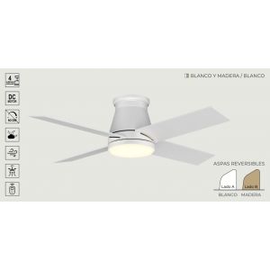 VENTILADOR DE TECHO BLANCO Y MADERA 411A CON LUZ 42” MOTOR DE ALTA EFICIENCIA LEUK - Vista 2