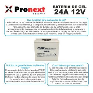 BATERIA DE GEL DE 12V 24 AH PRESS CICLO PROFUNDO - Vista 3