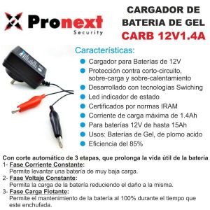 BATERIA DE GEL 12V 7 AH CON CARGADOR DE 12V 1.4 AH C/ CORTE AUTOMATICO PRONEXT - Vista 4