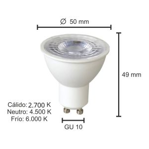 LAMPARA DICROICA LED 7W GU10 DE PVC DIMERIZABLE MACROLED - Vista 8