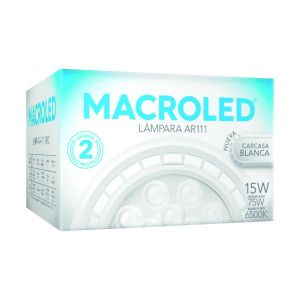 LAMPARA AR111 LED 15W 25º GU10 DE PVC BLANCA MACROLED - Vista 4