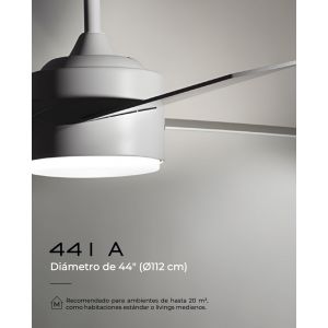 VENTILADOR DE TECHO BLANCO Y MADERA 441A CON LUZ 44” MOTOR DE ALTA EFICIENCIA LEUK - Vista 2