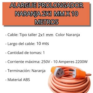 ALARGUE PROLONGADOR NARANJA 2X1 MM X 10 METROS - Vista 3