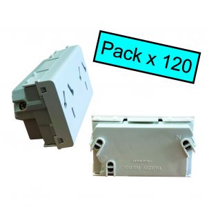 PACK X 120 MODULO TOMACORRIENTE DOBLE 10A (3 MODULOS) LINEA URBANA ESPECIAL EXULTT - Vista 2
