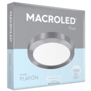 PANEL LED APLICAR REDONDO 18W PLATEADO MACROLED - Vista 1