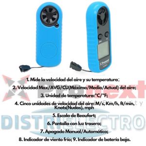 ANEMóMETRO DIGITAL TS-AN816 MIDE TEMPERATURA Y VIENTO PRONEXT - Vista 3